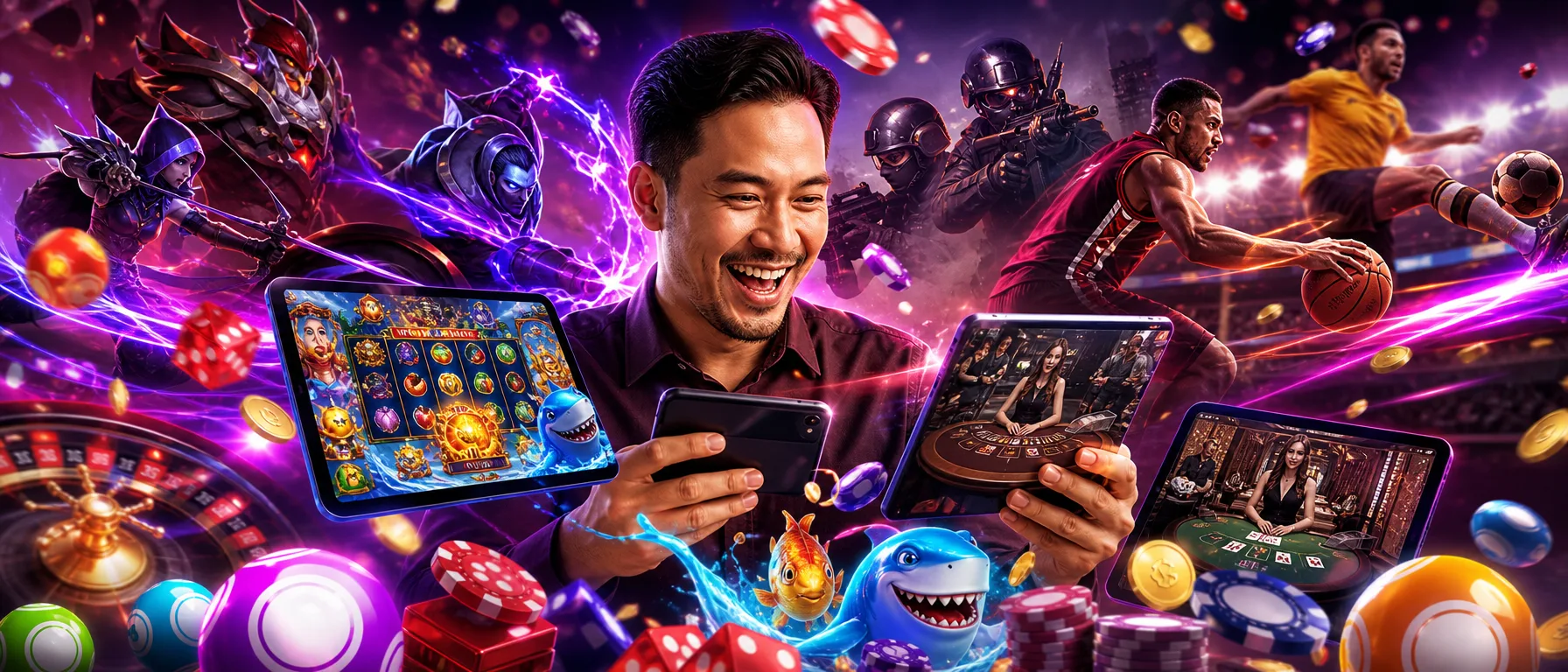 Dota 2, CS:GO, League of Legends – Bet On It All At Dior88. For punters who follow the pro scene, not just… – neon arcade purple illustration